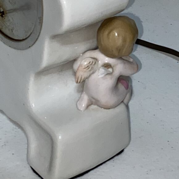 VTG SGK China Made In Occupied Japan Clock Cherub Floral Mantle Desktop WORKS - Picture 9 of 10